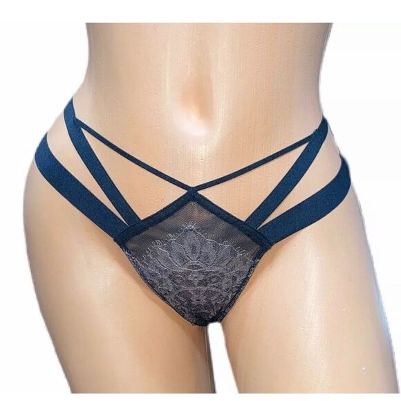 Victoria’s Secret FASHION SHOW LIMITED EDITION Strappy lace thong panty bronze - Picture 1 of 4